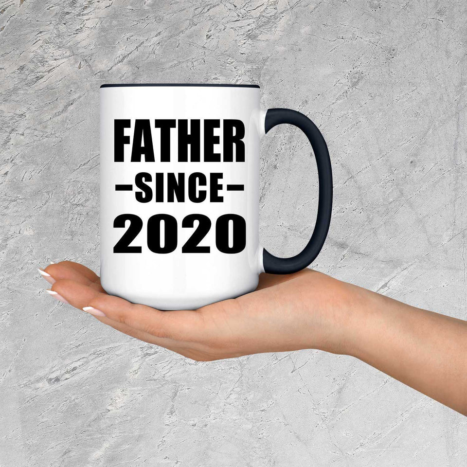 Father Since 2020 - 15oz Accent Mug Black