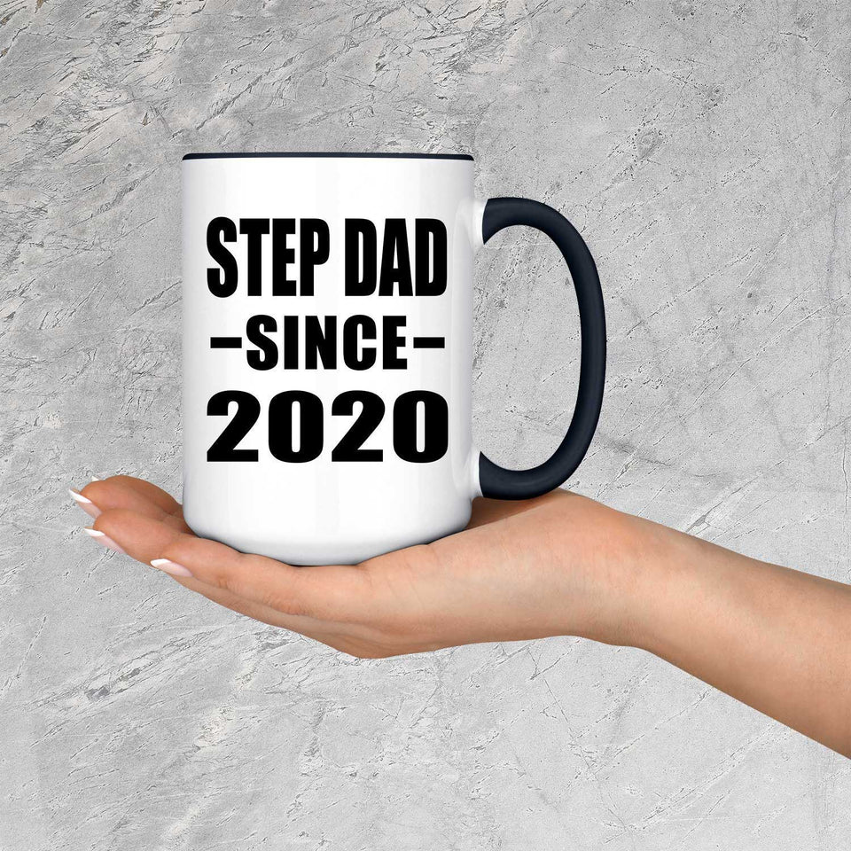 Step Dad Since 2020 - 15oz Accent Mug Black