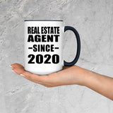 Real Estate Agent Since 2020 - 15oz Accent Mug Black