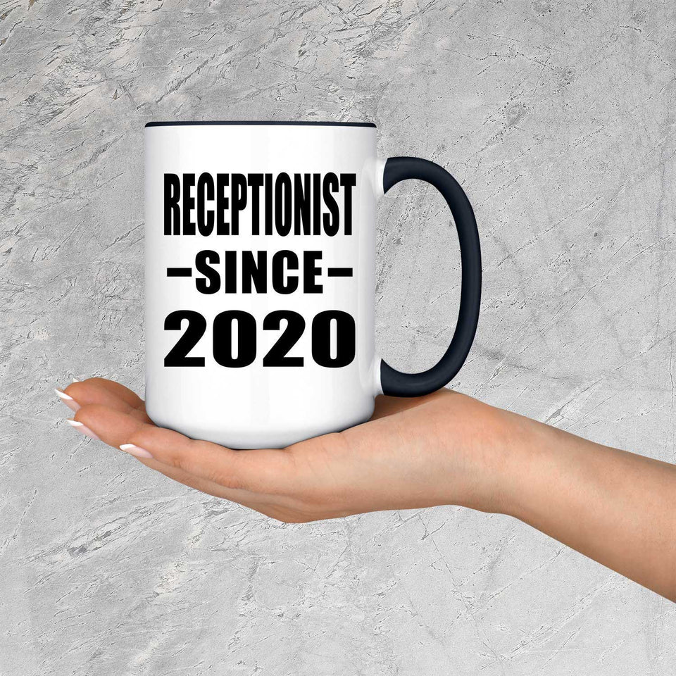 Receptionist Since 2020 - 15oz Accent Mug Black