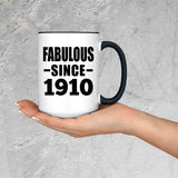 114th Birthday Fabulous Since 1910 - 15oz Accent Mug Black