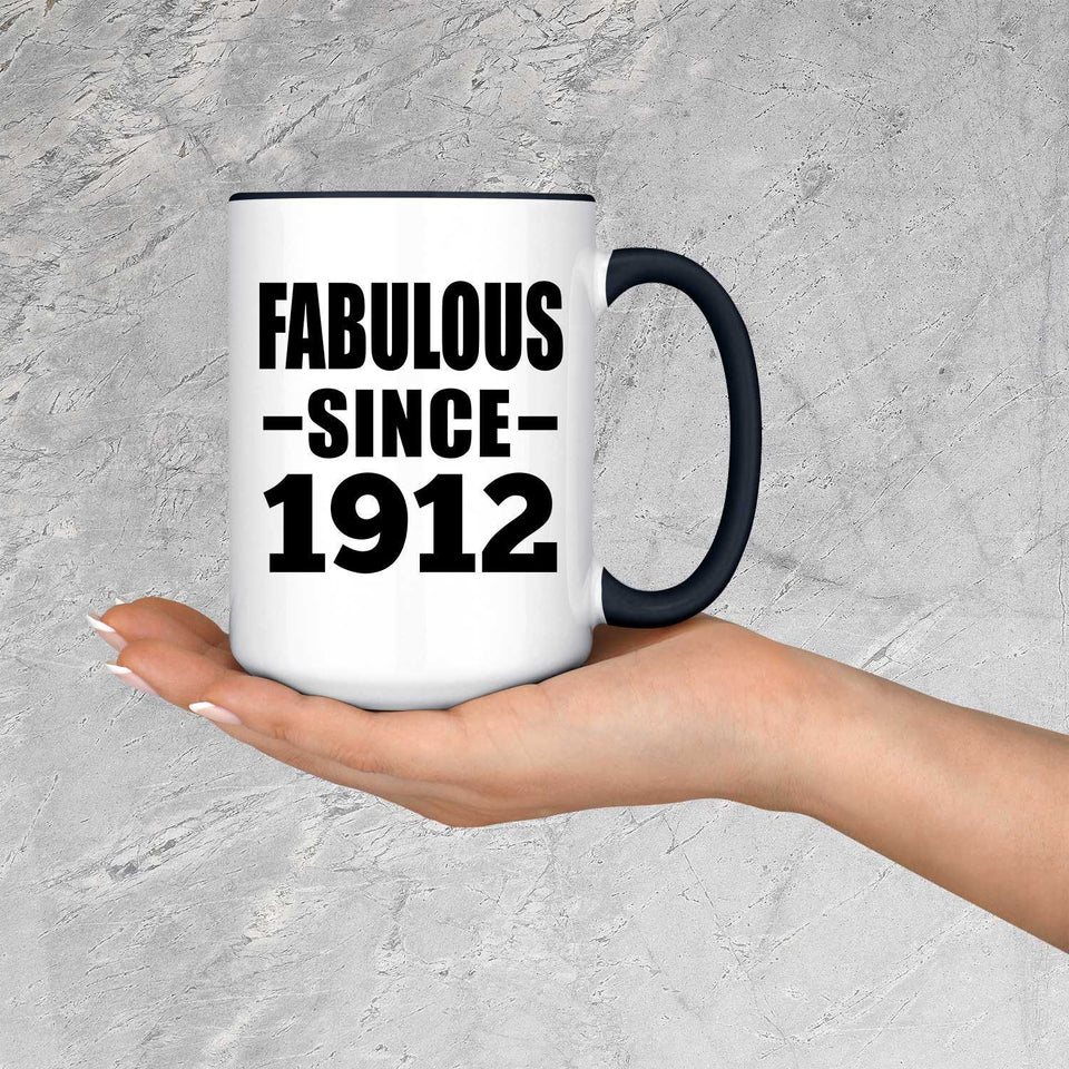 112th Birthday Fabulous Since 1912 - 15oz Accent Mug Black