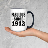 112th Birthday Fabulous Since 1912 - 15oz Accent Mug Black