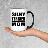 Silky Terrier Mom - 15oz Accent Mug Black