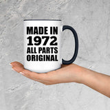 52nd Birthday Made in 1972 All Parts Original - 15oz Accent Mug Black