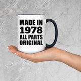 46th Birthday Made in 1978 All Parts Original - 15oz Accent Mug Black