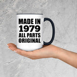45th Birthday Made in 1979 All Parts Original - 15oz Accent Mug Black