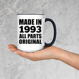 31st Birthday Made in 1993 All Parts Original - 15oz Accent Mug Black