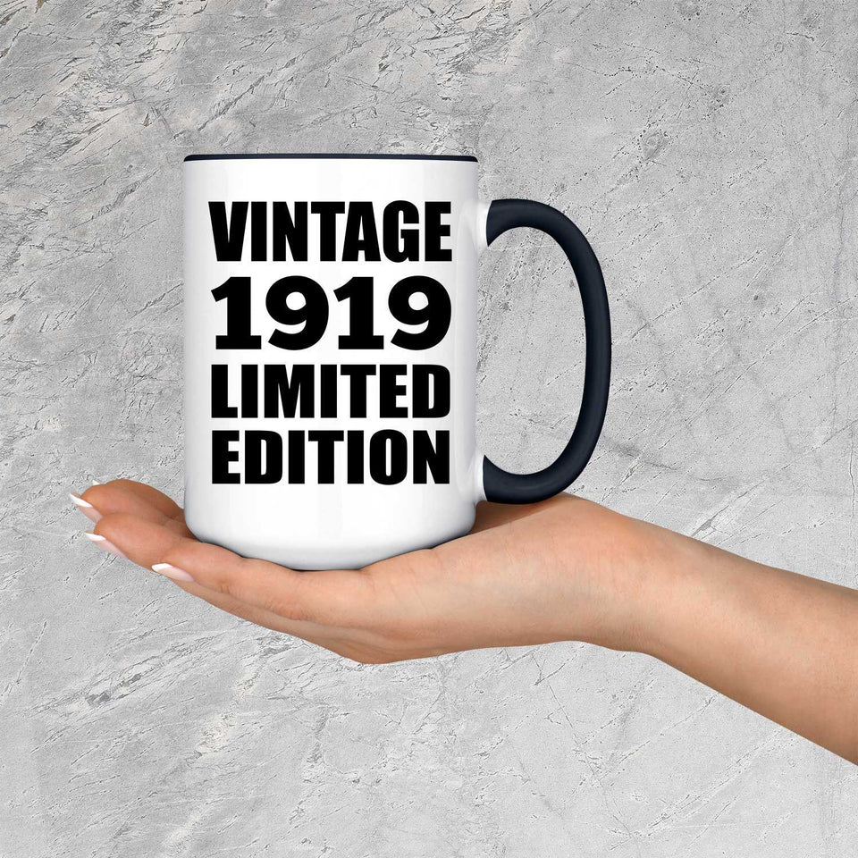 105th Birthday Vintage 1919 Limited Edition - 15oz Accent Mug Black