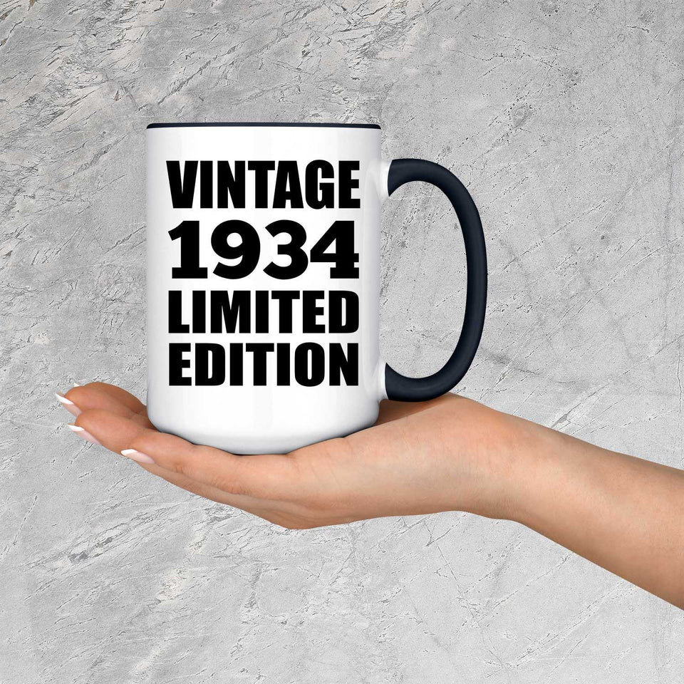 90th Birthday Vintage 1934 Limited Edition - 15oz Accent Mug Black