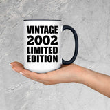 22nd Birthday Vintage 2002 Limited Edition - 15oz Accent Mug Black