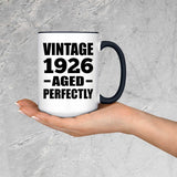 98th Birthday Vintage 1926 Aged Perfectly - 15oz Accent Mug Black