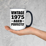 49th Birthday Vintage 1975 Aged Perfectly - 15oz Accent Mug Black