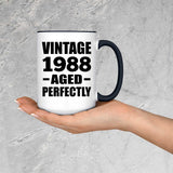 36th Birthday Vintage 1988 Aged Perfectly - 15oz Accent Mug Black