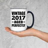 7th Birthday Vintage 2017 Aged Perfectly - 15oz Accent Mug Black