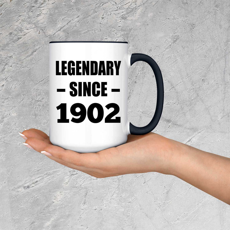 122nd Birthday Legendary Since 1902 - 15oz Accent Mug Black