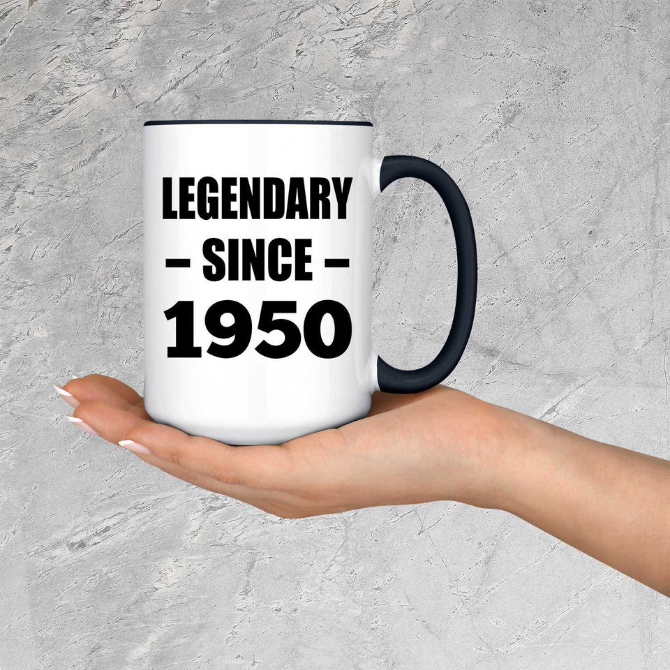 74th Birthday Legendary Since 1950 - 15oz Accent Mug Black