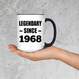 56th Birthday Legendary Since 1968 - 15oz Accent Mug Black