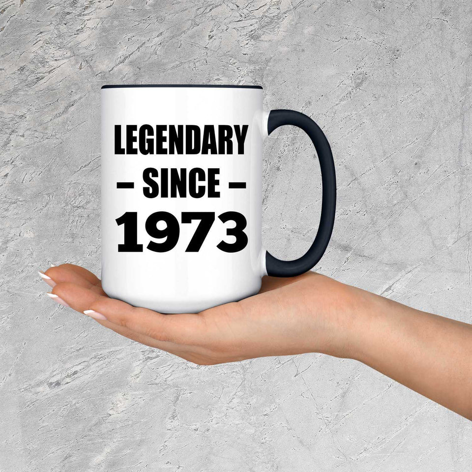 51st Birthday Legendary Since 1973 - 15oz Accent Mug Black