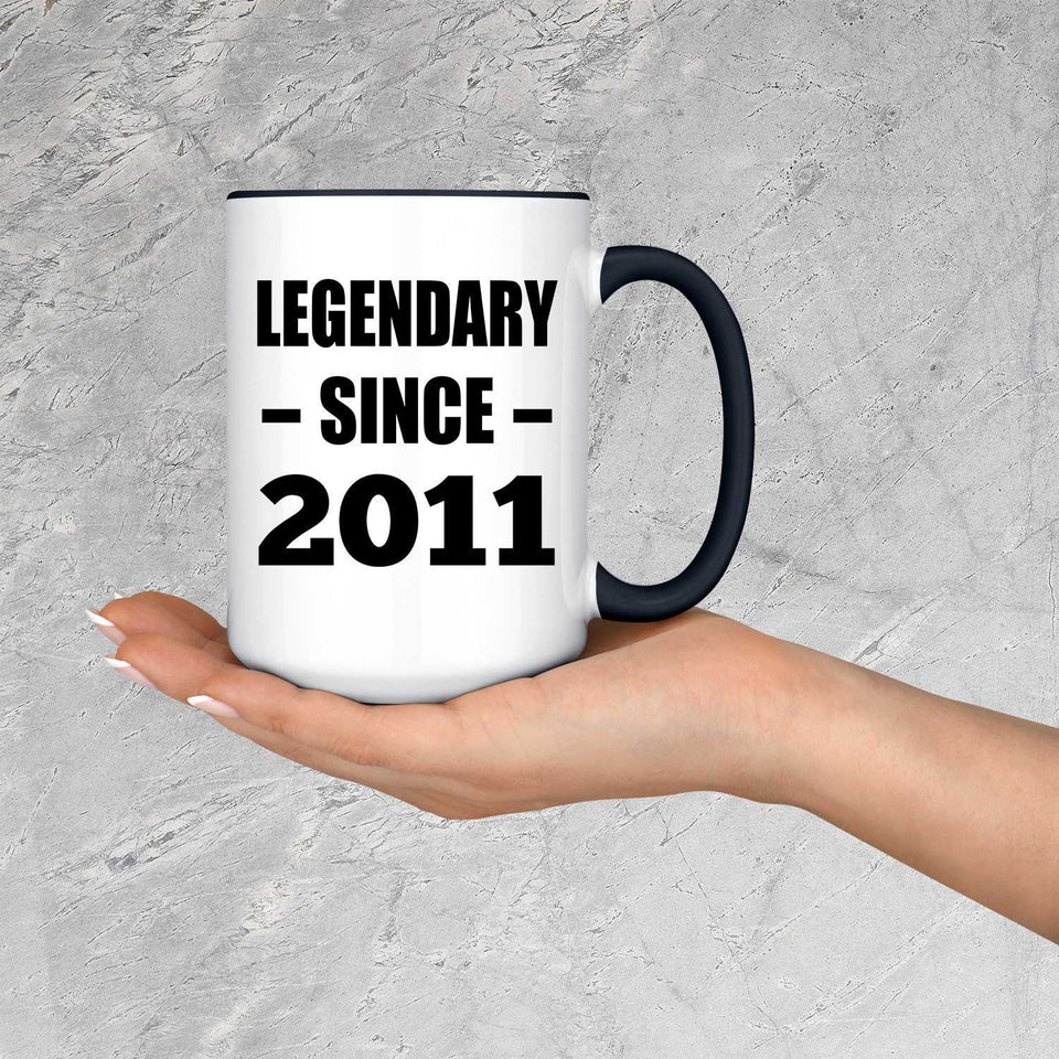 13th Birthday Legendary Since 2011 - 15oz Accent Mug Black