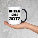 7th Birthday Legendary Since 2017 - 15oz Accent Mug Black