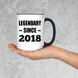 6th Birthday Legendary Since 2018 - 15oz Accent Mug Black