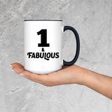 1st Birthday 1 & Fabulous - 15oz Accent Mug Black
