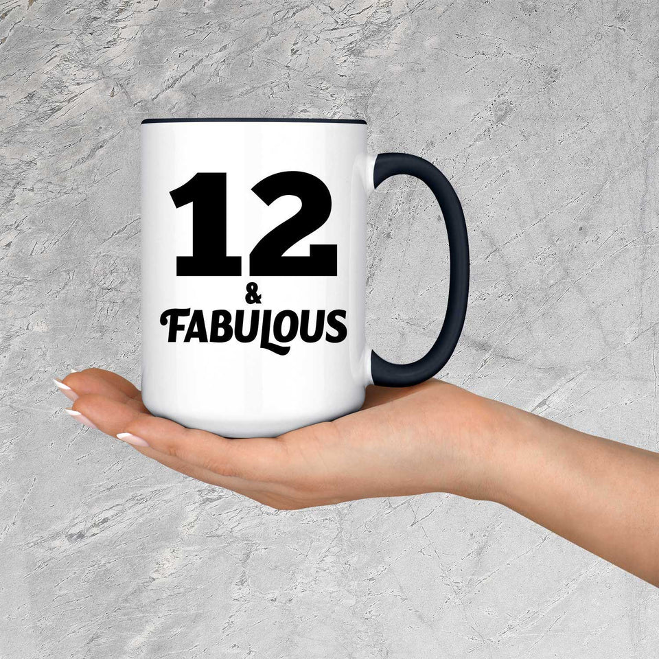 12th Birthday 12 & Fabulous - 15oz Accent Mug Black