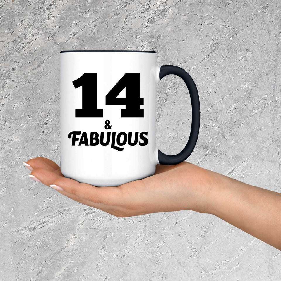 14th Birthday 14 & Fabulous - 15oz Accent Mug Black