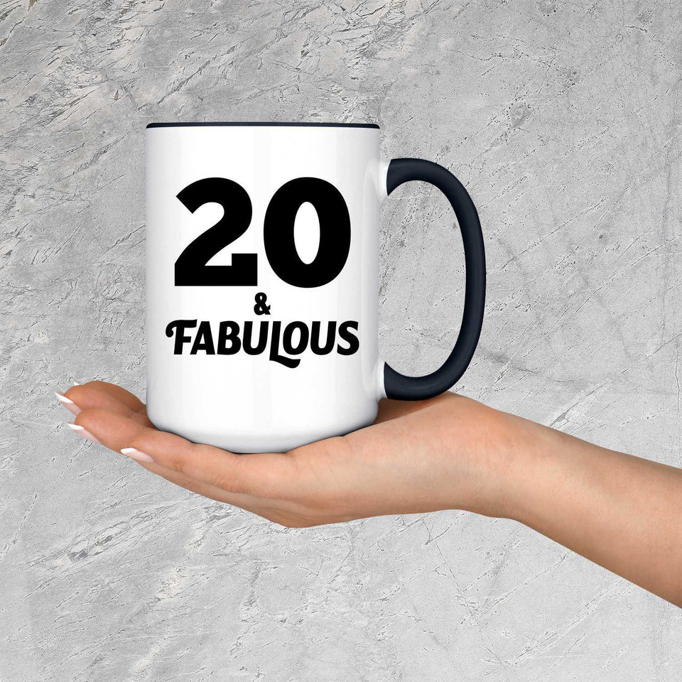 20th Birthday 20 & Fabulous - 15oz Accent Mug Black