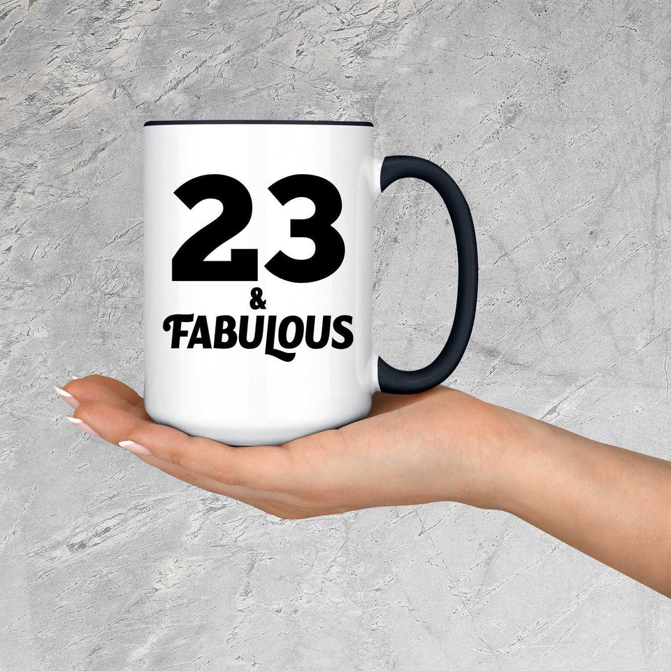 23rd Birthday 23 & Fabulous - 15oz Accent Mug Black