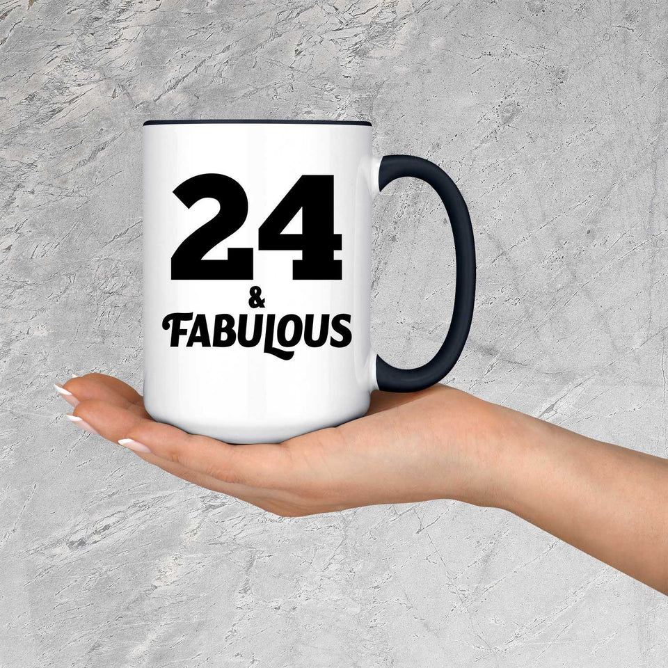 24th Birthday 24 & Fabulous - 15oz Accent Mug Black