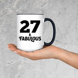 27th Birthday 27 & Fabulous - 15oz Accent Mug Black
