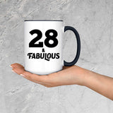 28th Birthday 28 & Fabulous - 15oz Accent Mug Black