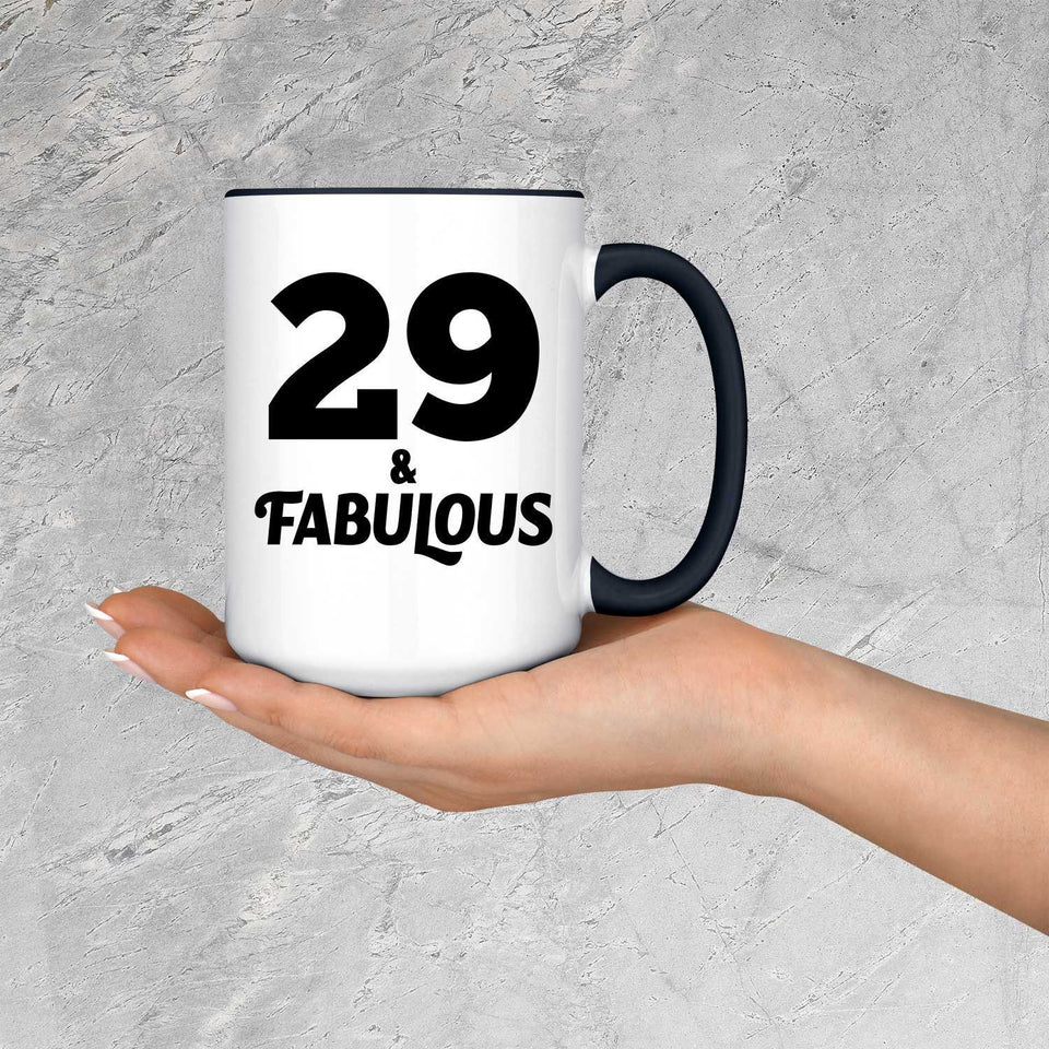 29th Birthday 29 & Fabulous - 15oz Accent Mug Black