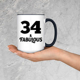 34th Birthday 34 & Fabulous - 15oz Accent Mug Black