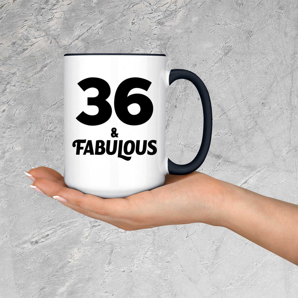 36th Birthday 36 & Fabulous - 15oz Accent Mug Black