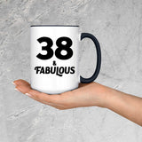 38th Birthday 38 & Fabulous - 15oz Accent Mug Black