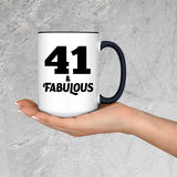 41st Birthday 41 & Fabulous - 15oz Accent Mug Black