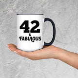 42nd Birthday 42 & Fabulous - 15oz Accent Mug Black