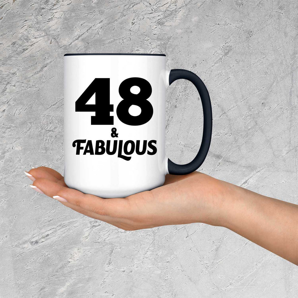 48th Birthday 48 & Fabulous - 15oz Accent Mug Black
