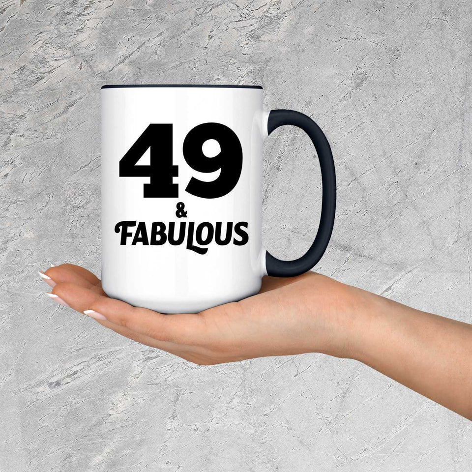 49th Birthday 49 & Fabulous - 15oz Accent Mug Black