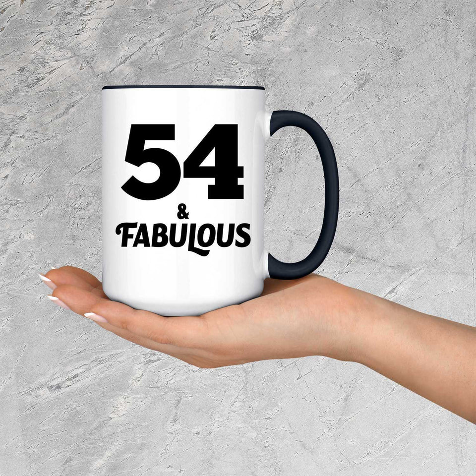 54th Birthday 54 & Fabulous - 15oz Accent Mug Black