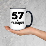 57th Birthday 57 & Fabulous - 15oz Accent Mug Black