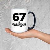 67th Birthday 67 & Fabulous - 15oz Accent Mug Black