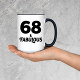 68th Birthday 68 & Fabulous - 15oz Accent Mug Black