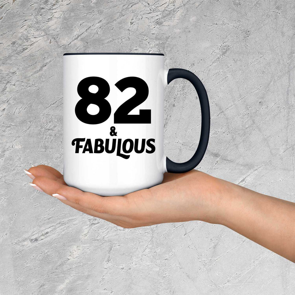 82nd Birthday 82 & Fabulous - 15oz Accent Mug Black