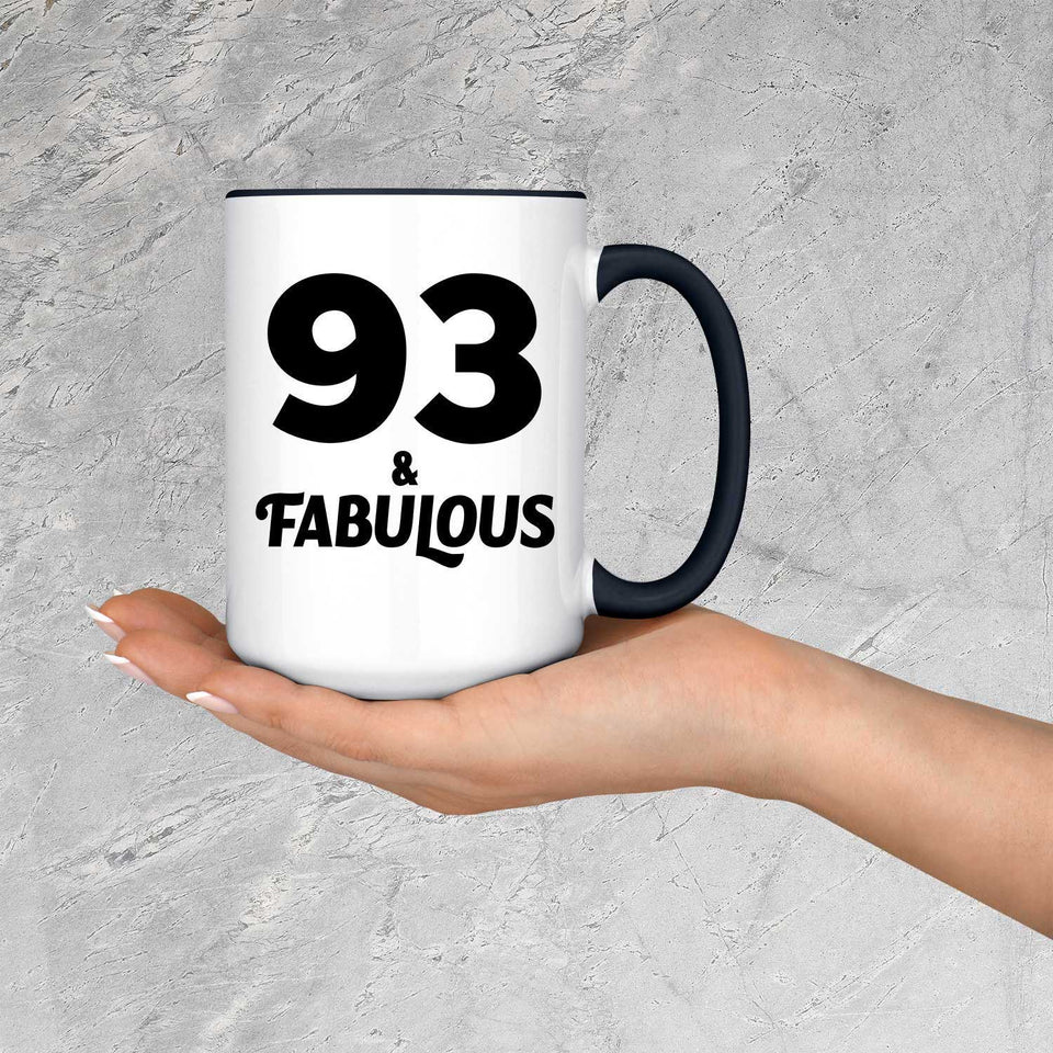 93rd Birthday 93 & Fabulous - 15oz Accent Mug Black