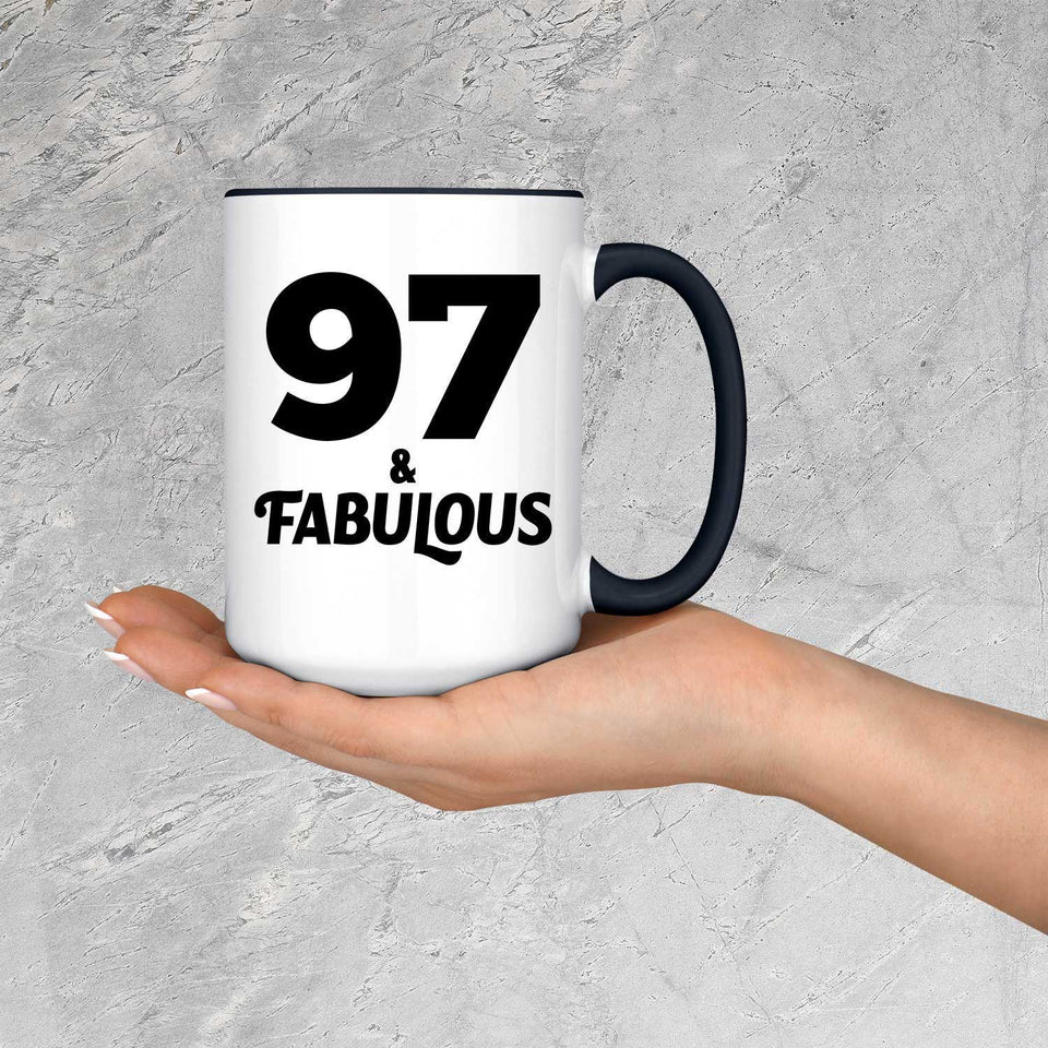 97th Birthday 97 & Fabulous - 15oz Accent Mug Black
