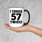 114th Birthday I Turned 57 Twice - 15oz Accent Mug Black